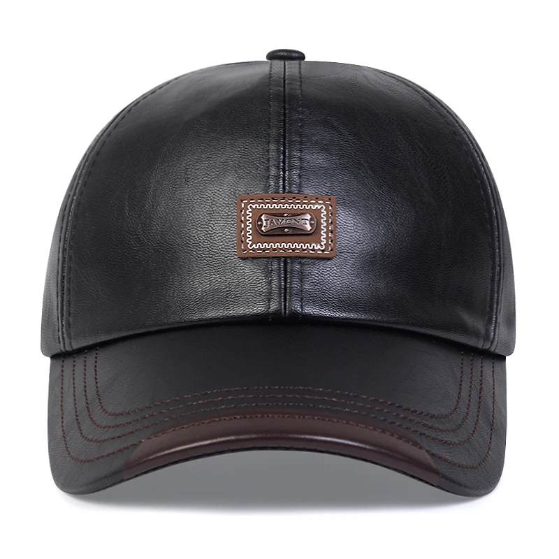 Leather Baseball Cap Hip Hop HatsAutumn Winter Men Women Snapback Cap PU Leather Trucker Caps Gorras