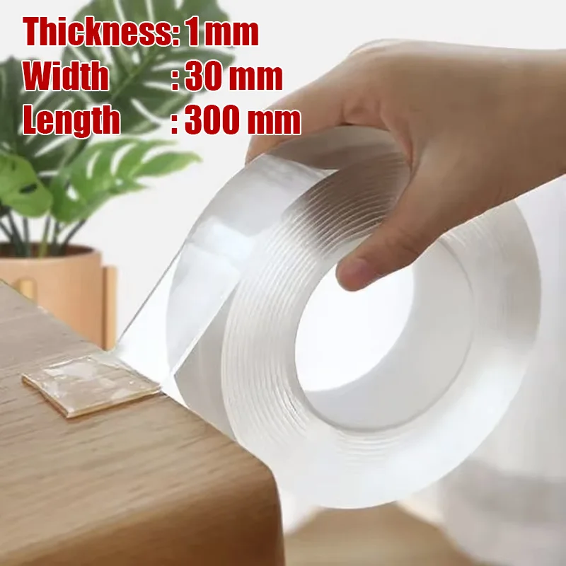 

300MM Nano Tape Double Sided Tape Transparent Reusable Waterproof Adhesive Tapes Cleanable Kitchen Bathroom Supplies Tapes
