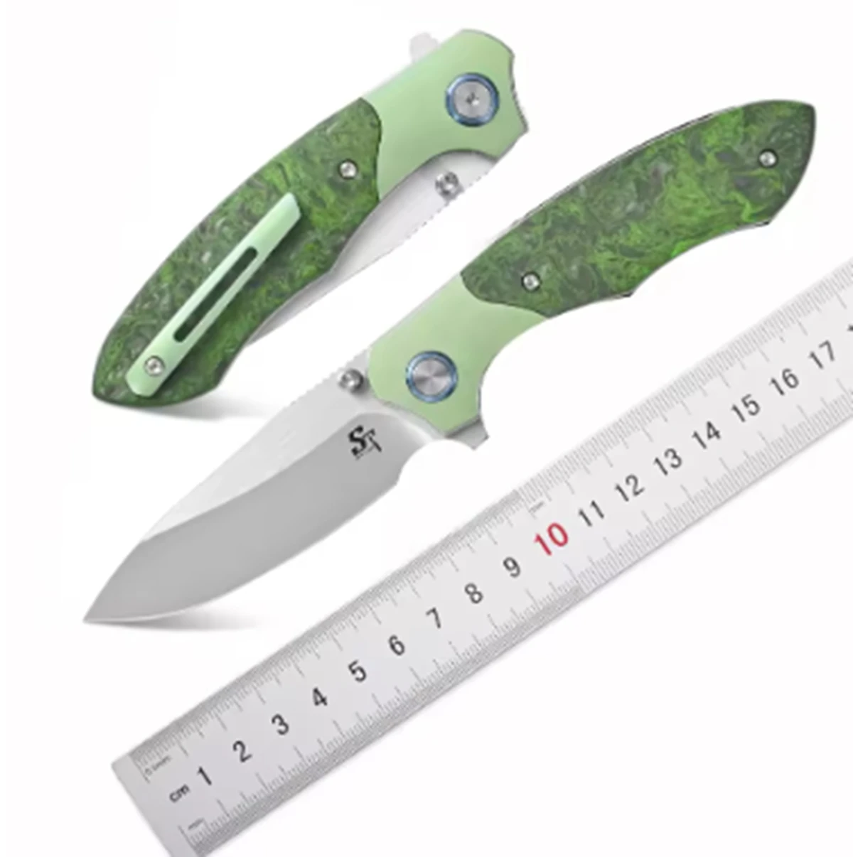Sitivien ST272 Pocket knife S90V/Damascus Steel Blade Colorful G10/Carbon Fiber Handle Folding Knifes for Camping Collection