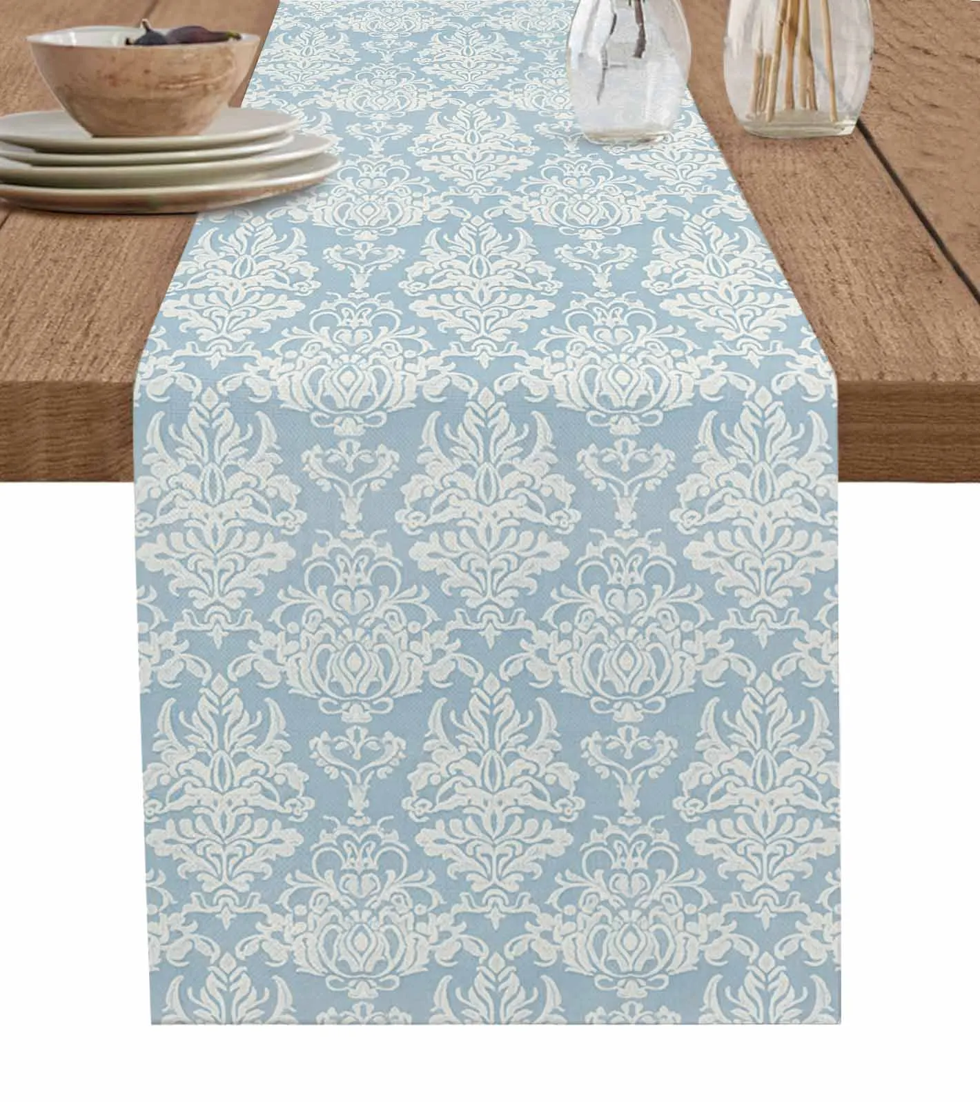 Ethnic Style Retro Persian Pattern Table Runner Cotton Linen Wedding Table Decor Tablecloth Kitchen Decor Table Runner