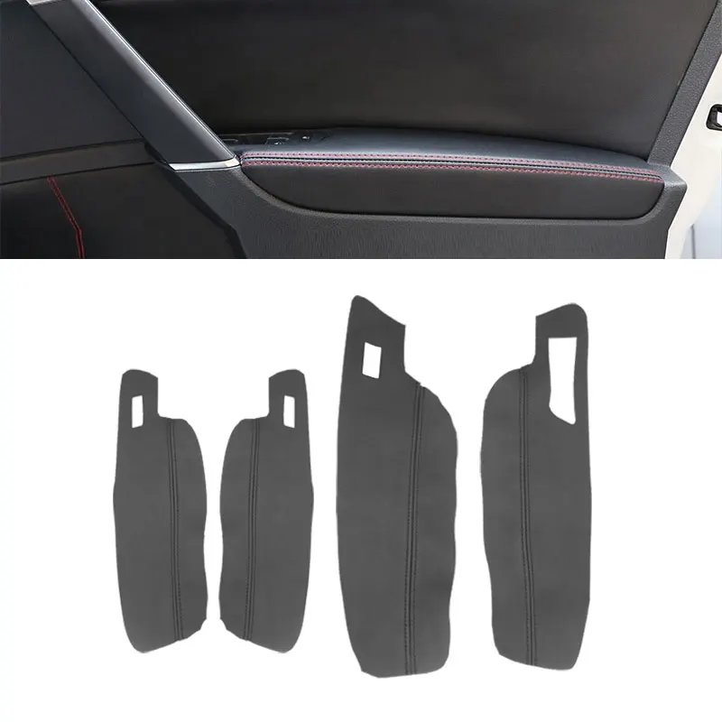 LHD For VW Golf 7 2014 2015 2016 2017 2018 4pcs Car Door Handle Armrest Panel Microfiber Leather Protective Cover Trim