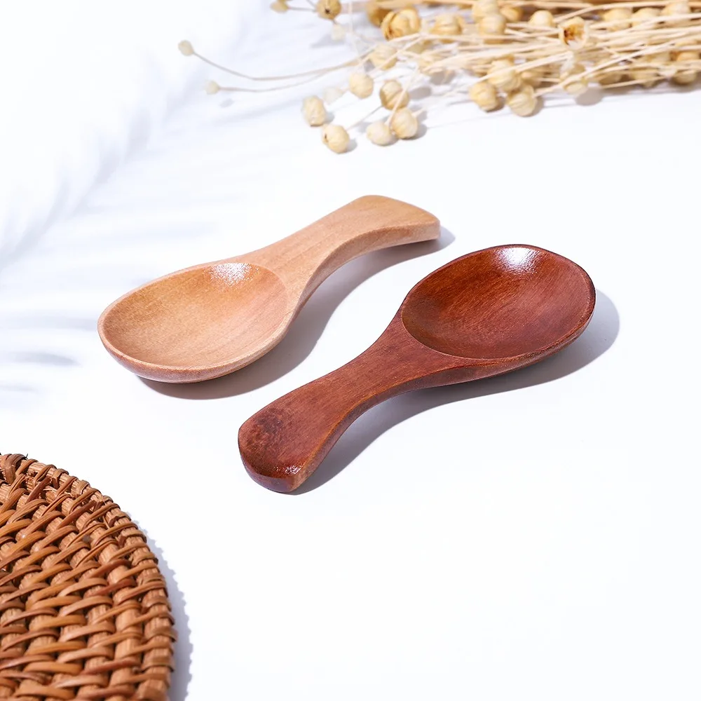 Lotus Wood Wooden Spoon Ice Cream Wooden Short Handle Mini Tea Spoon Wide Mouth Tea Spoon Spoon  Dessert Spoon  Kitchen Wooden