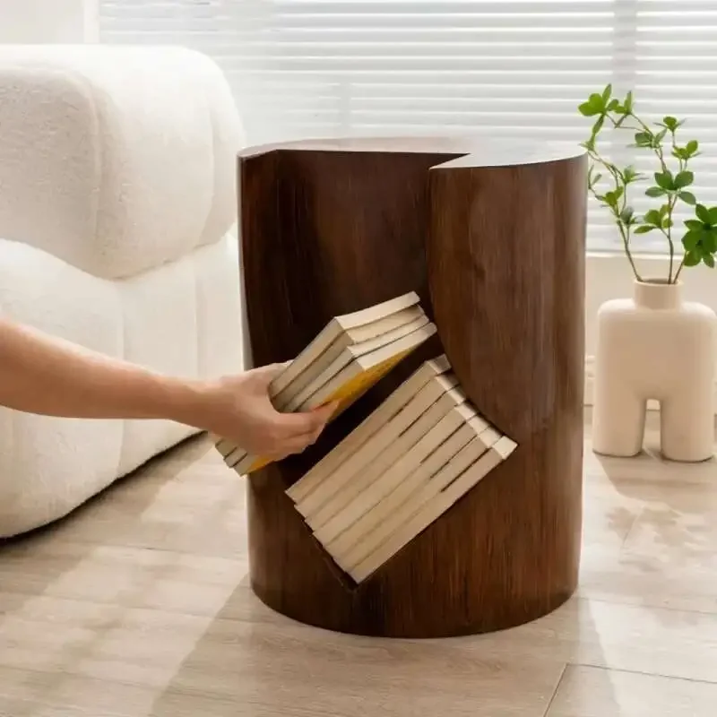 الشمال خمر طاولة القهوة أريكة نهاية صغيرة خشب متين الشاي الزاوية البراز منضدة الجانب مع تخزين ديكور المنزل #4