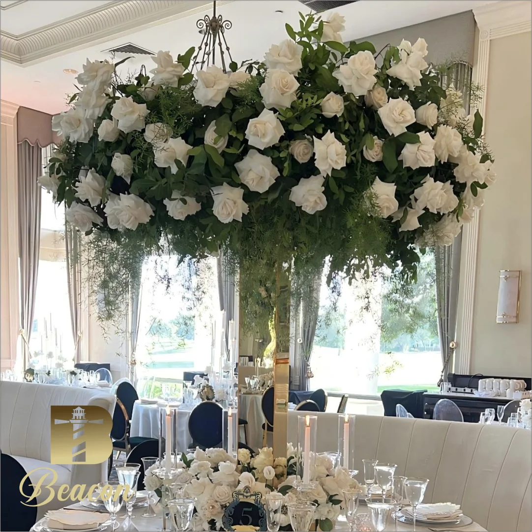 

High Quality 90cm Top Round Greenery Artificial Flowers Hanging Roses Customize Factory for Valentine's Day on Table Centerpiece