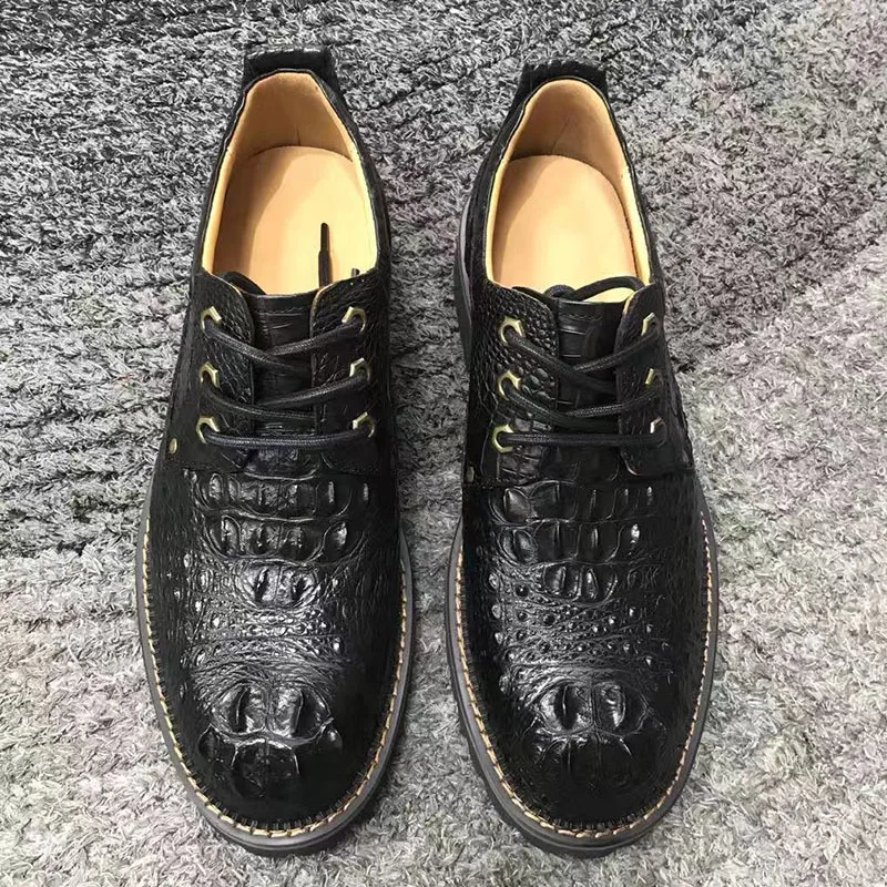 Men Boots New Skin Casual For Men's Lace Up Big Headed Fashionable And Trendy Genuine Backbone Leather Work Formal Shoes Loafers