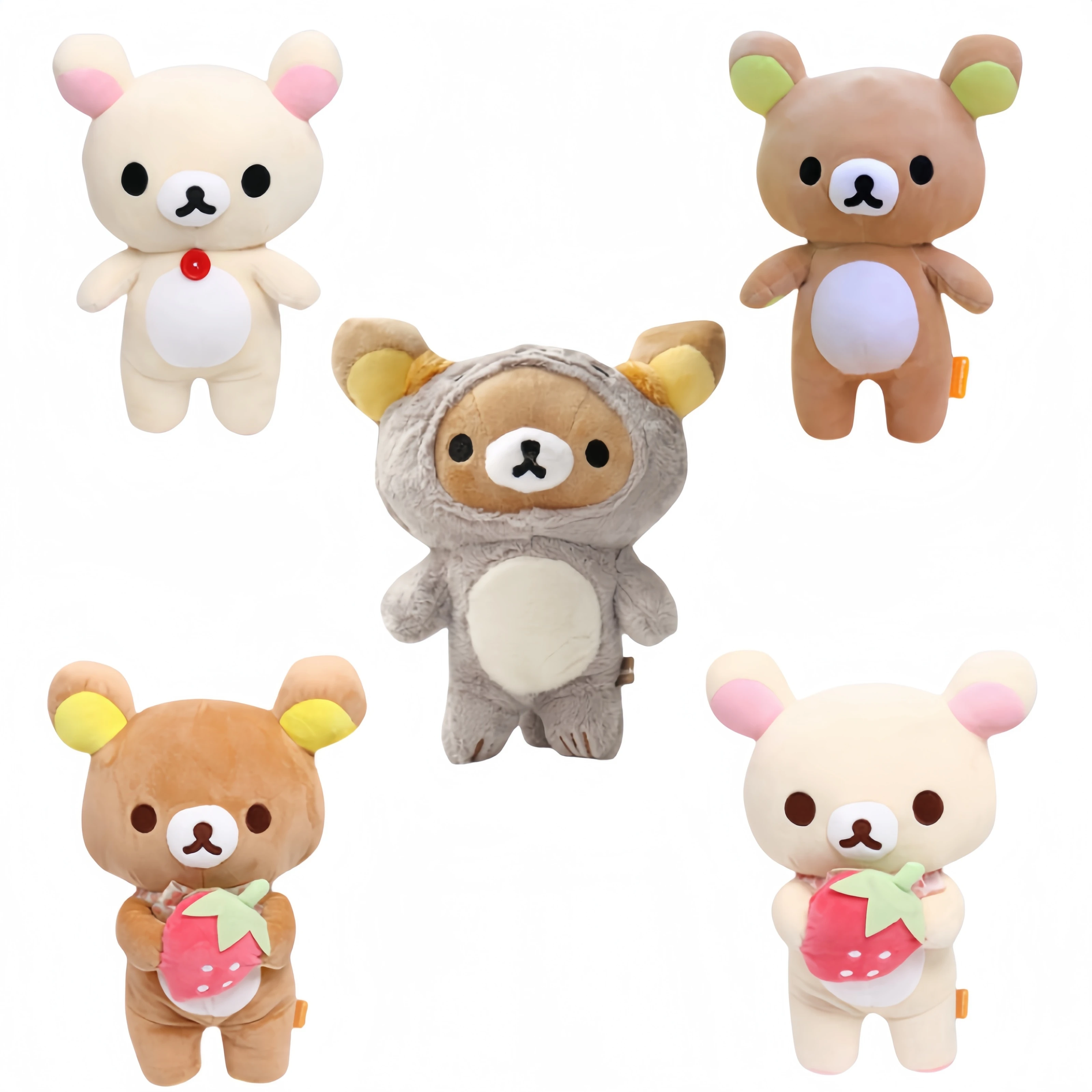 Original Rilakkuma การ์ตูนตุ๊กตา Plush ตุ๊กตาหมีนุ่มของเล่น Kawaii ตกแต่งห้องตุ๊กตาหมี Plushies น่ารักคู่หมี Xmas ของขวัญสําหรับหญิง