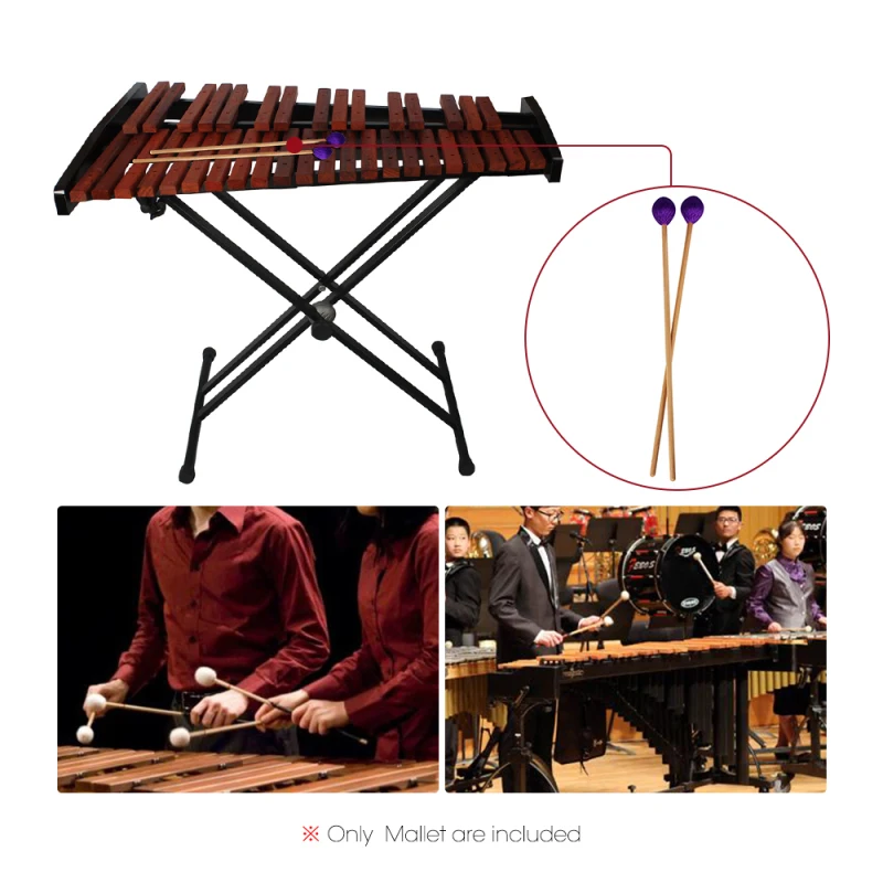 Mallas de palo de Marimba medio, xilófono, Glockensplel, mazo con mango de haya, accesorios para instrumentos musicales