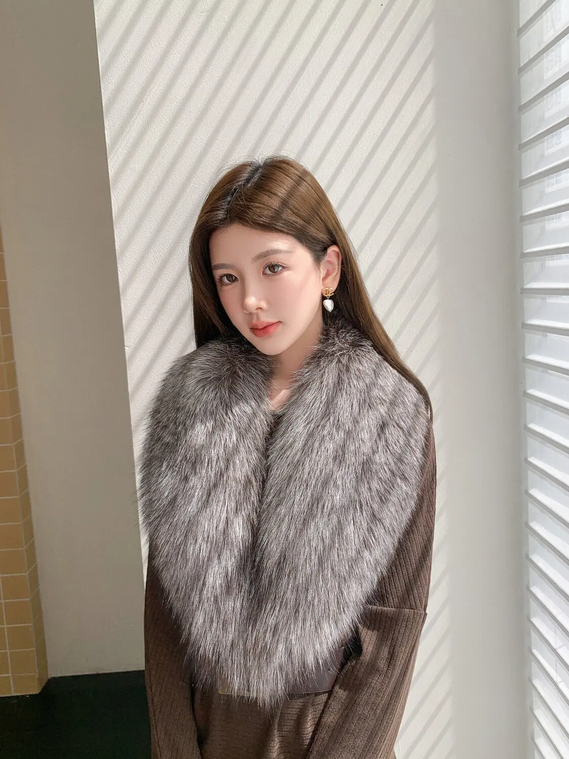 

Роскошный длинный шарф-воротник из натурального меха чернобурки для мужчин и женщин, зимний пушистый теплый шарф-накидка, унисекс аксессуар для одежды