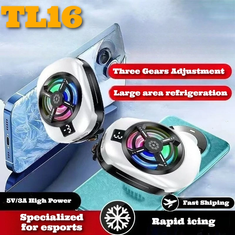 

NEW TL16 Mobile Phone Backclip Cool Heat Sink Semiconductor Digital Display Cooling Radiator Live Streaming Artifact Game Cooler