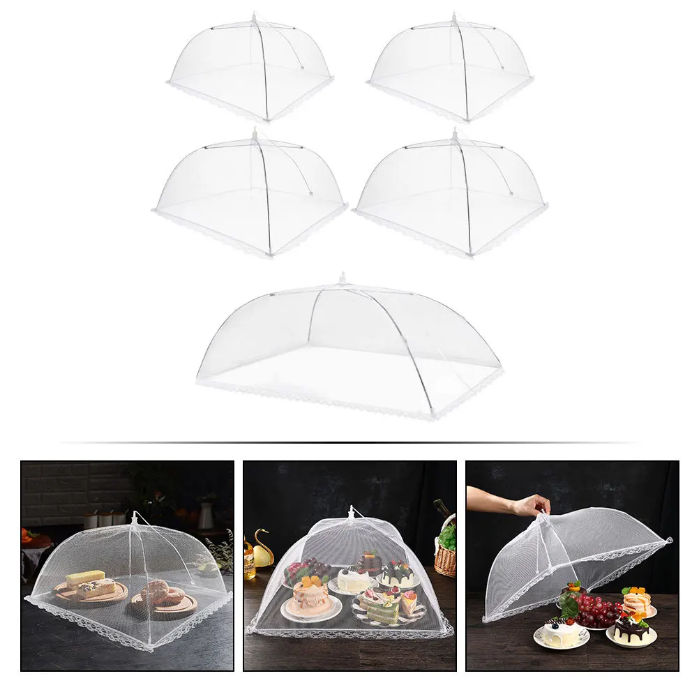 

5Pcs Food Cover Tent Mesh Protector for Outdoor Dining Kitchen Use Foldable Lightweight Dustproof Food Shelter Portable Storage