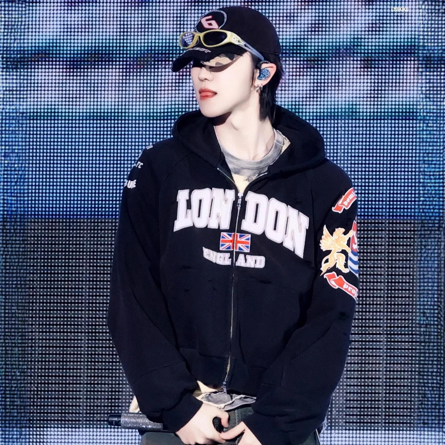 

GRAILZ 25SS Washed Deconstructed Patchwork Hooded Embroidered Badge Sweatshirt Zipper Jacket Men Women