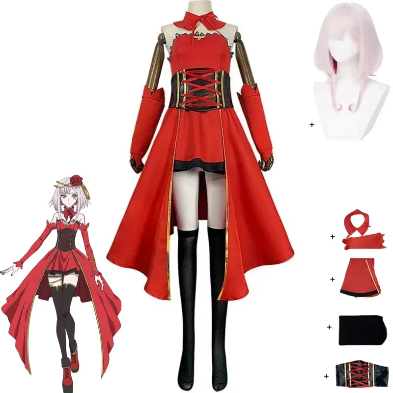 Anime Takt Op.Destiny Unmei Cosplay Costumered Evening Long Dress Princess Skirt Wig Woman Sexy Carnival Christmas Suitx;8's,6;