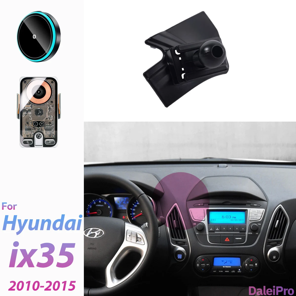 For 2010-2015 Hyundai IX35 ix35 Car Phone Holder Wireless Charger Magsafe Holder Auto Clamping Strong Magnet Car Accessories