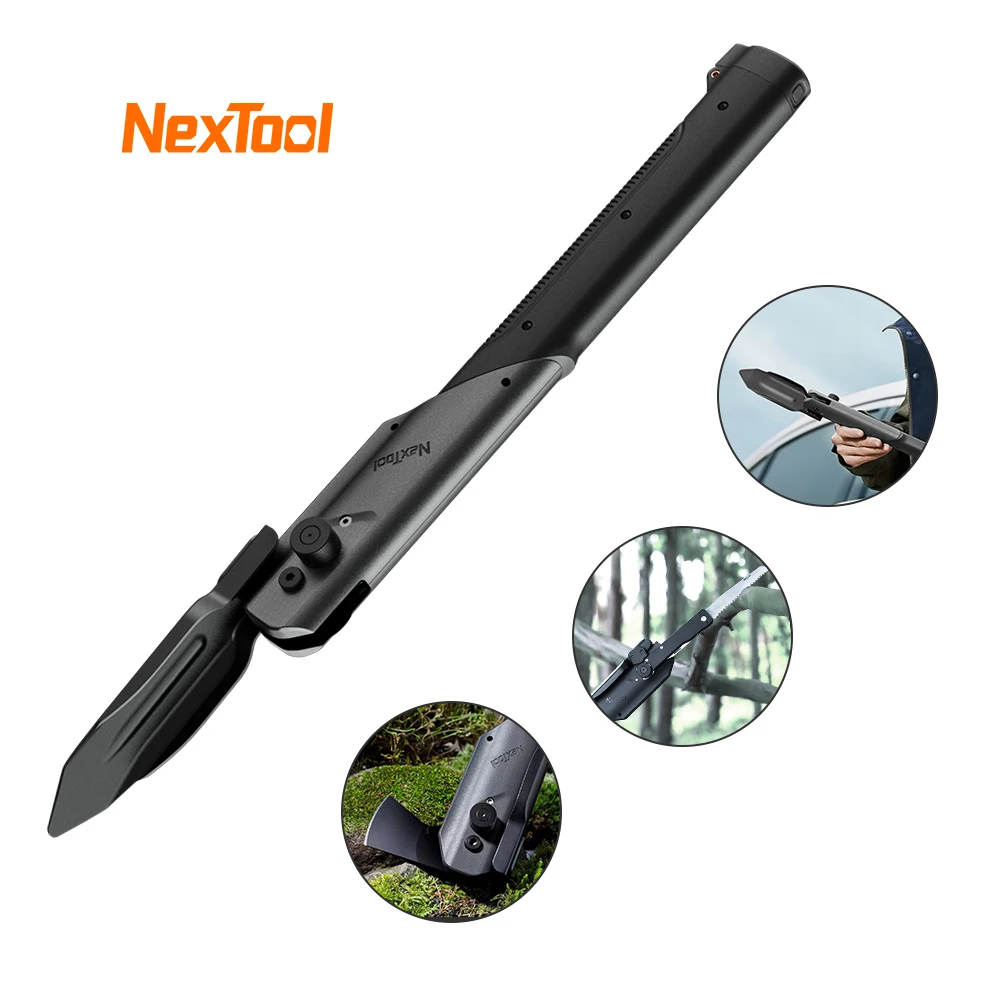 NexTool Outdoor Multi-functional Shovel 7 in 1 Camping Folding Shovel Survival Tool Hoe Axe Hammer Multitool Wood Saw Knife