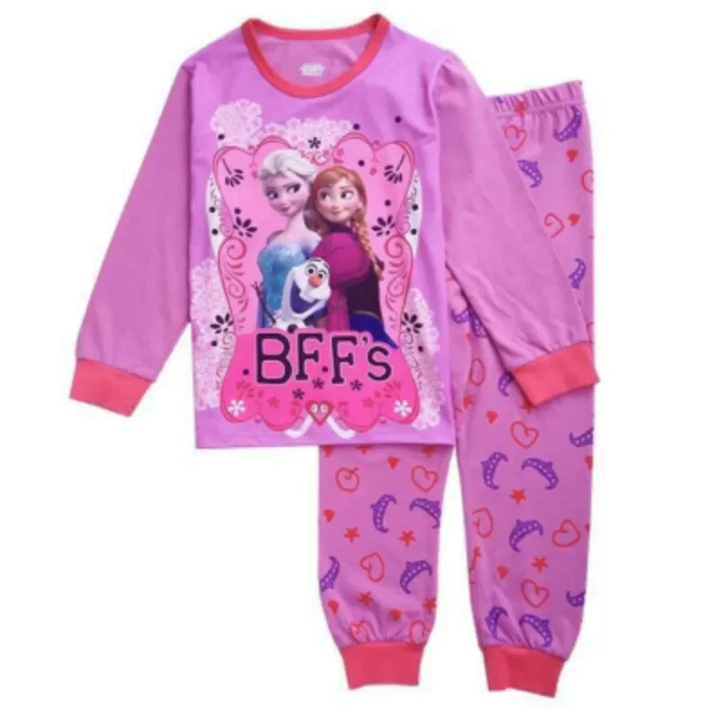 Nuevos pijamas de manga larga para niños, niños, niñas, Frozen, Anna, Elsa, Mickey, Elsa, conjuntos de ropa, pijamas encantadores para bebés, ropa de dormir