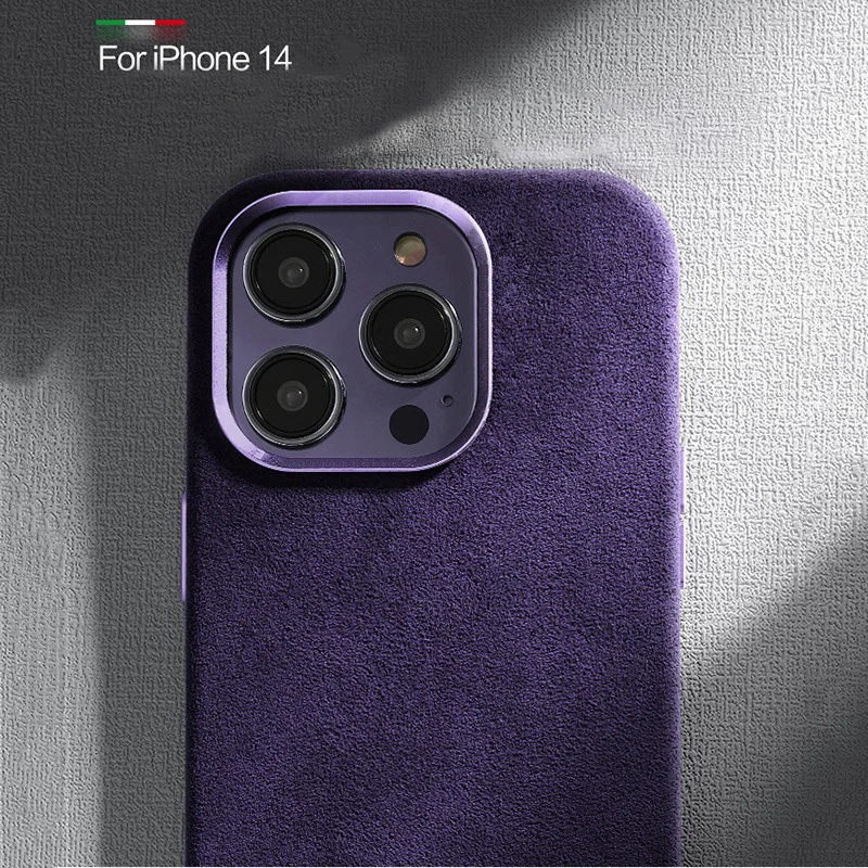 Magnetic ALCANTARA Case for iPhone 15 Pro Max 14 13 12 mini Luxury Business Supercar Interior Same Suede Leather Phone Cover