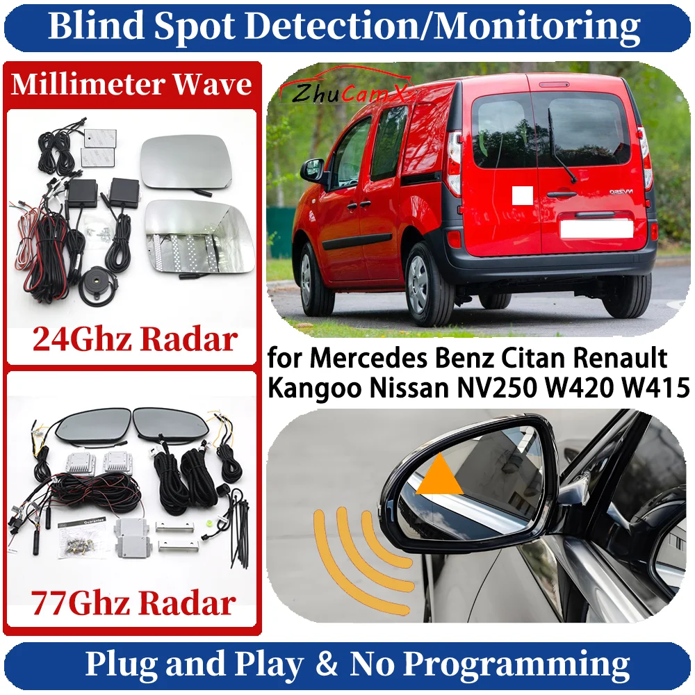 Blind Spot Monitoring/Detection System for Mercedes Benz Citan Renault Kangoo Nissan NV250 W420 W415 Night Driving Side Assist