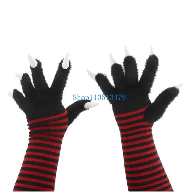 98km-フェイクファー猫爪手袋ハロウィンコスプレ衣装動物キツネ足ミトン
