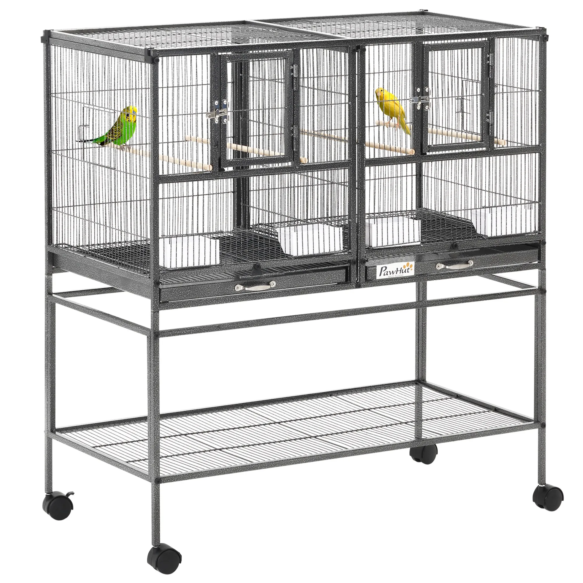 PawHut small bird cage with 2 trays 4 feeders 4 hangers