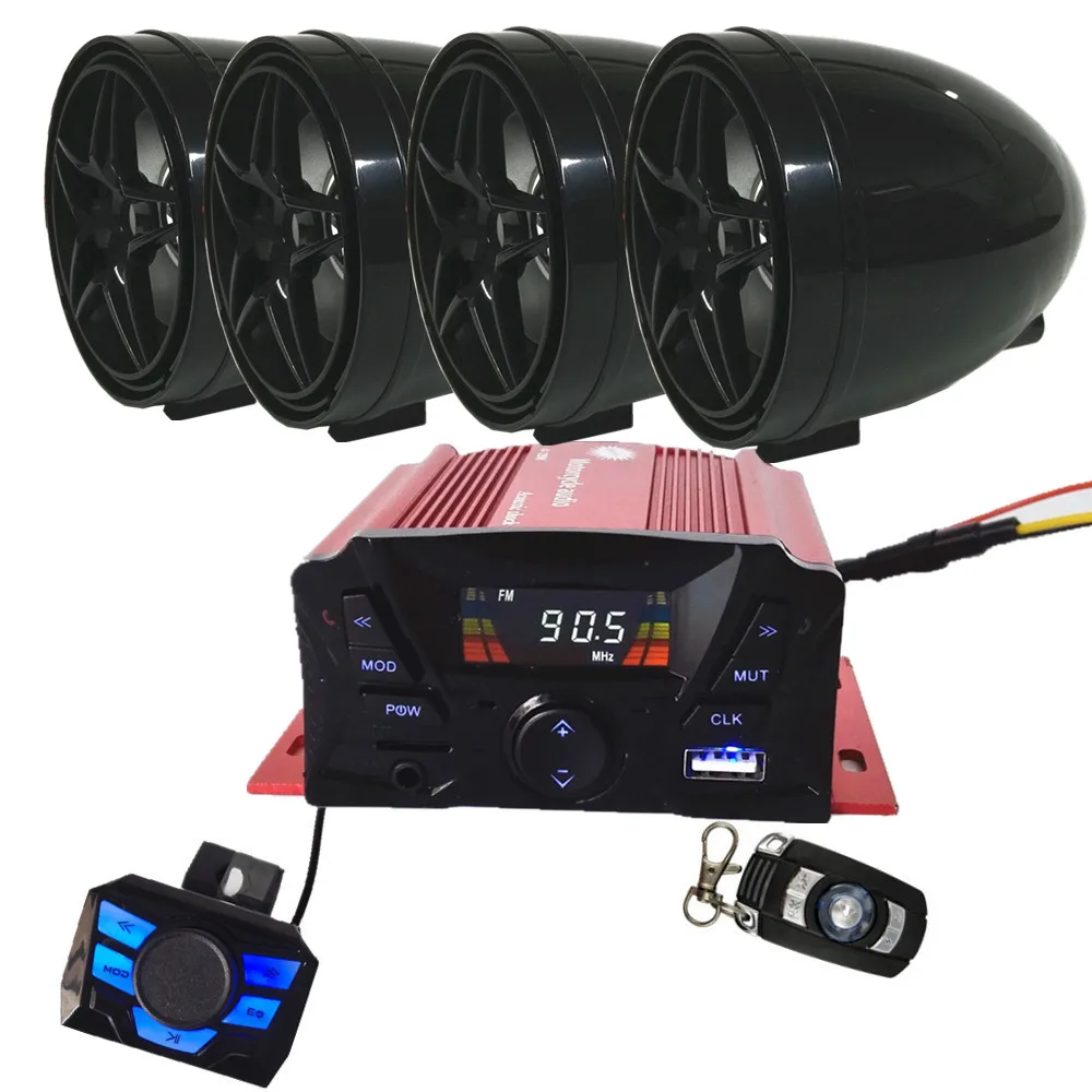 

12V 4 Channel UTV ATV Golf Cart Motorcycle Weatherproof Bluetooth Speakers MP3 Music Player Sound Audio Stereo Amplifier System