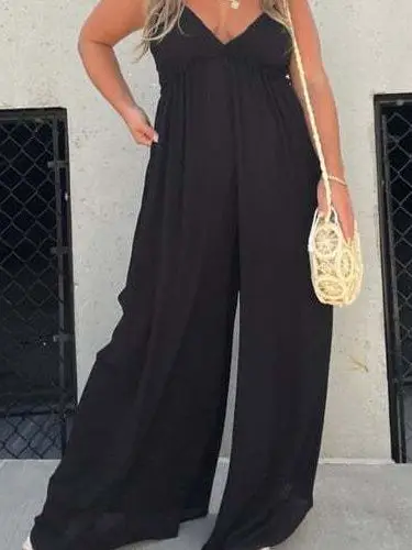 

Женский однотонный повседневный комбинезон на бретельках с высокой талией, длинные брюки, универсальный цельный костюм, лето 2023, китайское производство