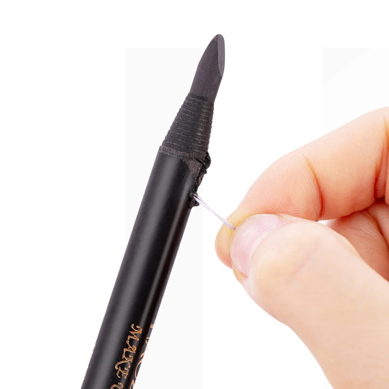 High Quality HAOZHUANG pull Eyebrow Pencil Black Makeup Wild Line Eyebrow Pencil Hard Core Flat Head pen White Waterproof