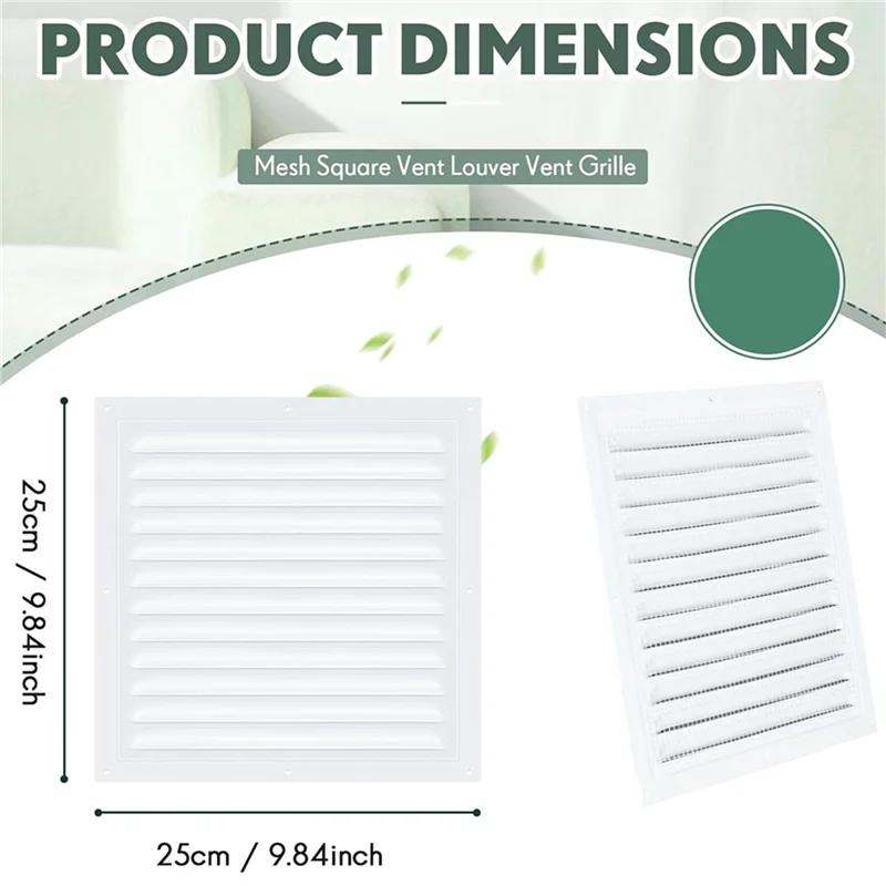 A01F-4Pcs aberturas de sótão aberturas de habilidade ventilação de parede de alumínio ventilação de galpão de metal com malha de tela grade de ventilação quadrada