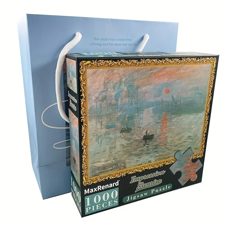 

Пазл Impression Sunrise Claude Monet, 1000 шт., бумажный подарочный пакет, подходит для вместе, идеальный подарок для влюбленных, друзей, семьи