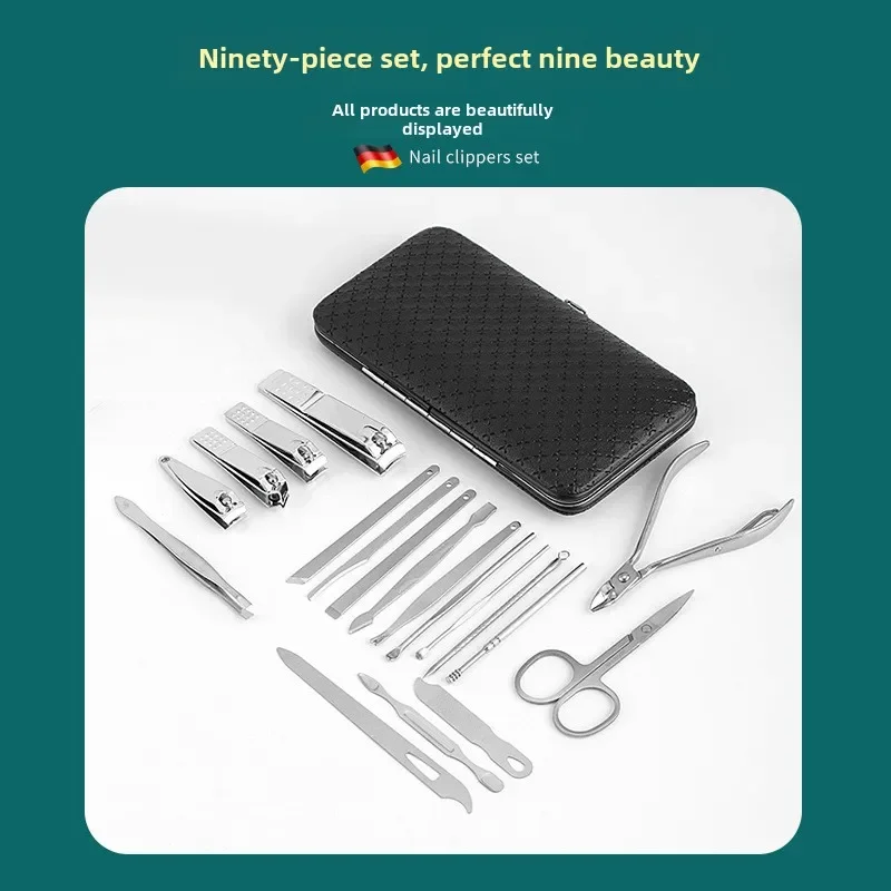 กรรไกรตัดเล็บและเครื่องตัดเล็บสแตนเลสแบบมืออาชีพชุด 19 ชิ้นชุดสําหรับชุดแต่งเล็บ