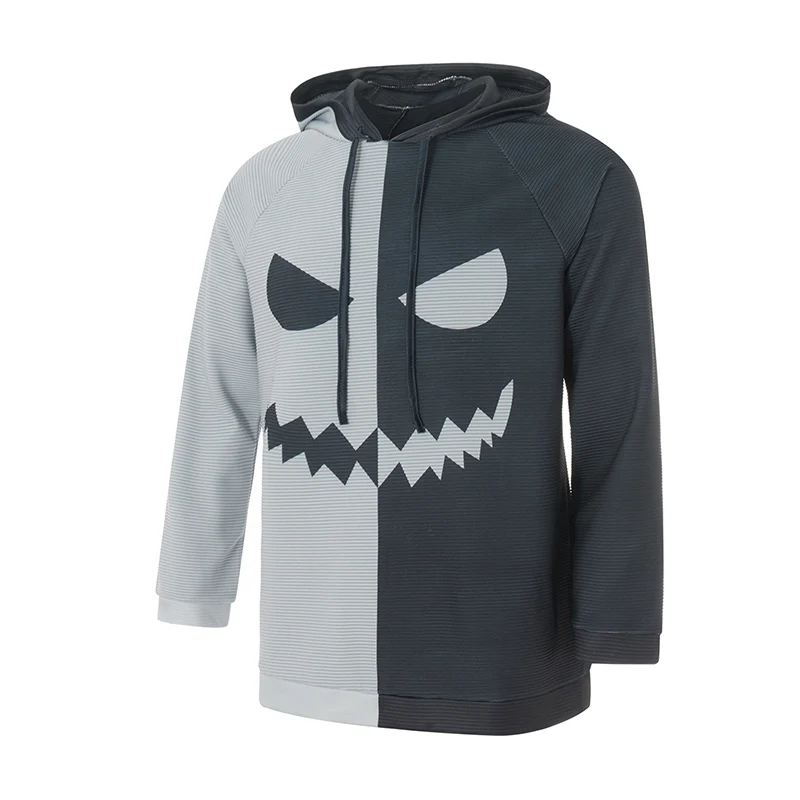 Halloween Men s Novelty Hoodie Long Sleeves 3D Funny Graphic Pumpkin Face Print Sweatshirt Pullover Tracksuit Tops