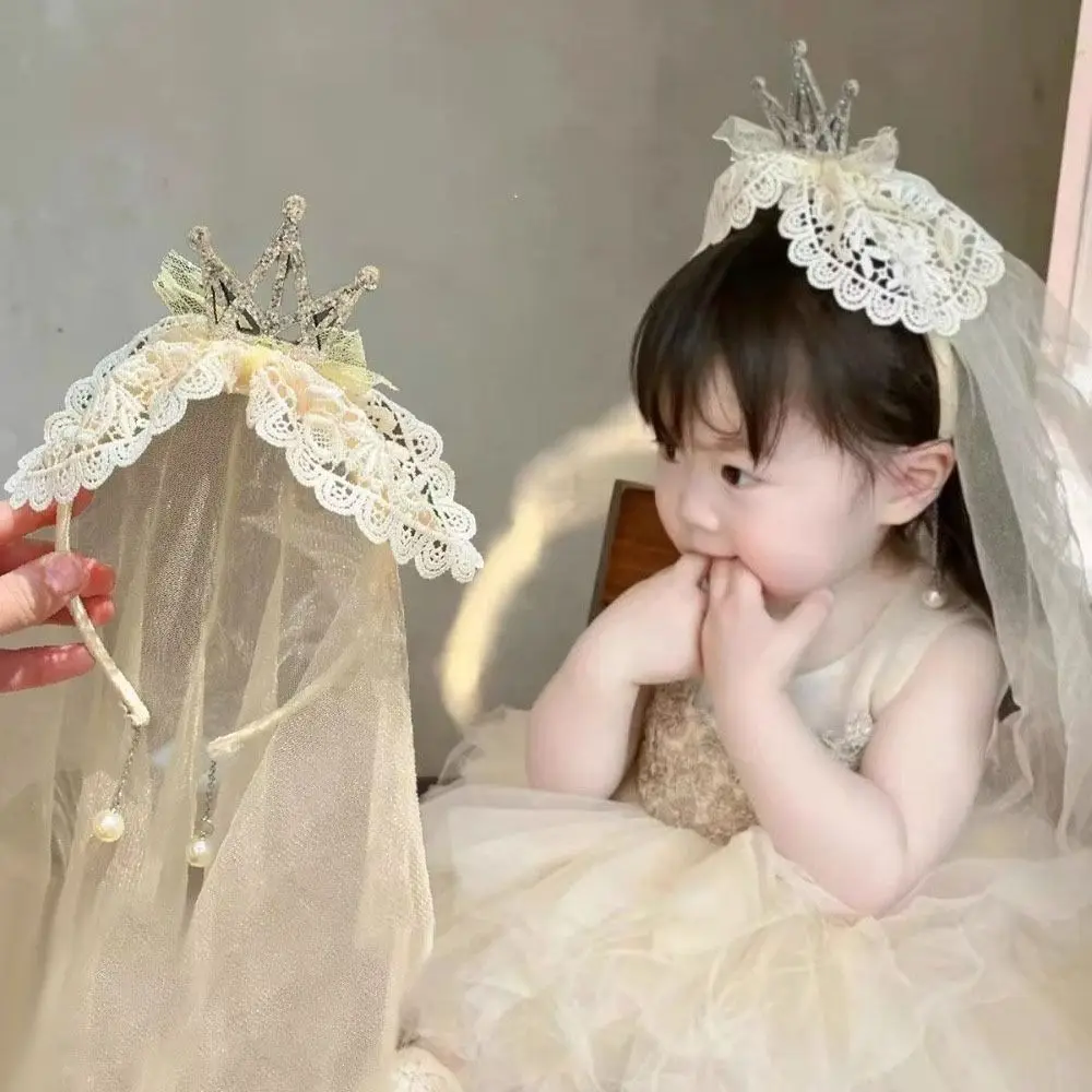 

Simple Mesh Birthday Hairband Korean Style Gauze Crown Headband For Children Birthday Party Photo Props Daily Wearing Headdress