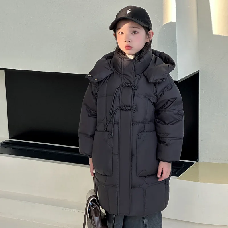 OLEKID 2025 Winter Children Girls Down Jacket Thick Warm Long Teen Girl Down Jacket Coat 6-14 Years Kids Girl Parka Outerwear