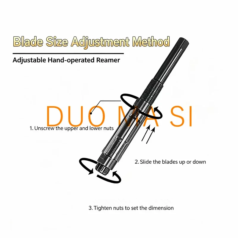 NEW 1pcs Adjustable Hand Reamer HSS 6.25-44mm Size Range Alloy Steel Reamer Hand Reamer Machine Cutting Tools