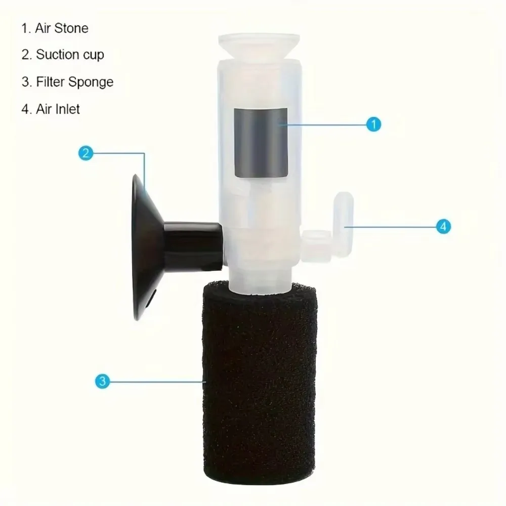 Mini-Aquarium-Filterflasche mit Sauerstoffpumpe, integriertem leisem Fischkot-Sauggerät und hochdichtem biochemischem Schwamm – Detail 1