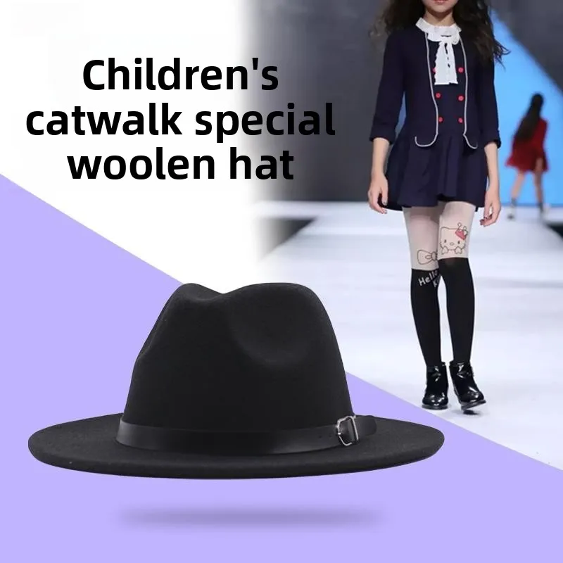 

Детские шерстяные шапки с плоским верхом, винтажные уличные танцевальные шапки с большими полями, женские джазовые кепки для мальчиков и девочек