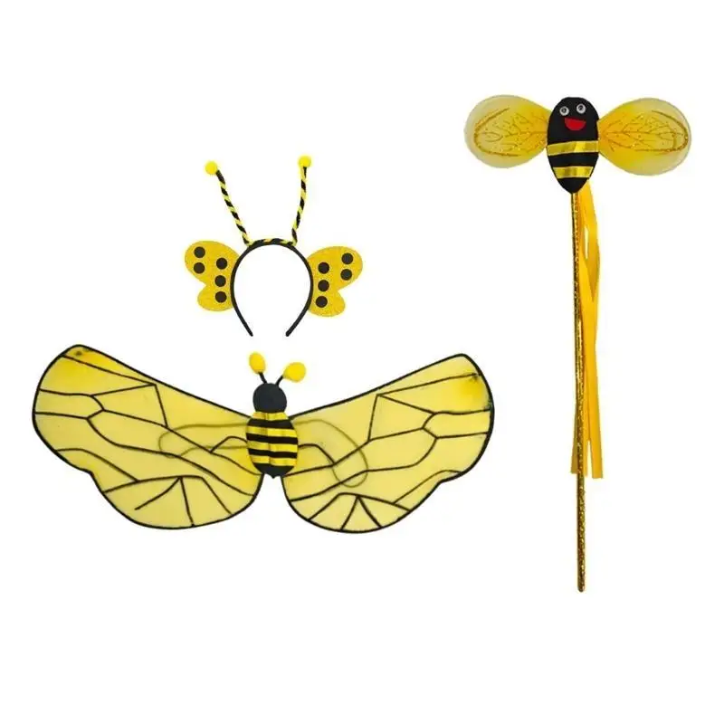 39BD Volwassen Honingbijkostuum voor Vrouwen Meisjes 3 Stuks Bijenkostuum Halloween Cosplay Party Kostuum Accessoires