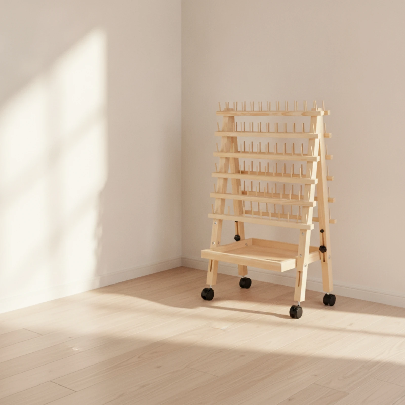 Hair Weaving Rack with Wheels Freestanding Braiding Rack with Pegs Hair Extension Stand with Pegs Wheeled Organizer Portable