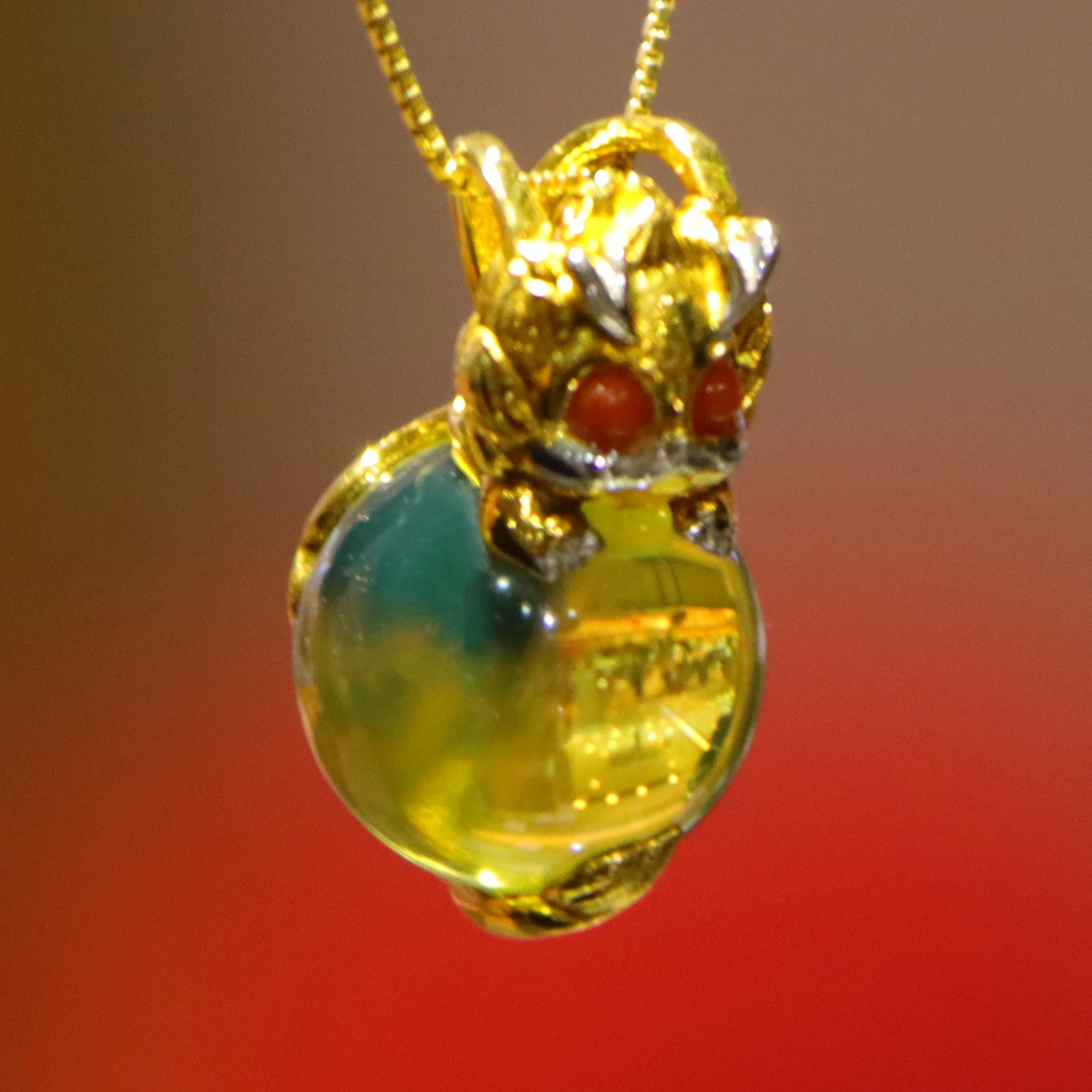 

12mm Natural Blue Amber Pendant With Necklace, A Great Gift For Her Anniversary