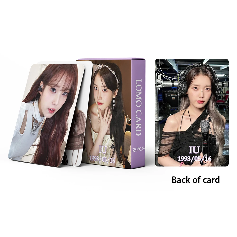55PCS/ Kpop IU The Golden Hour lomo card HD Photo fan collection lilac Lee Ji Eun idol card album gift