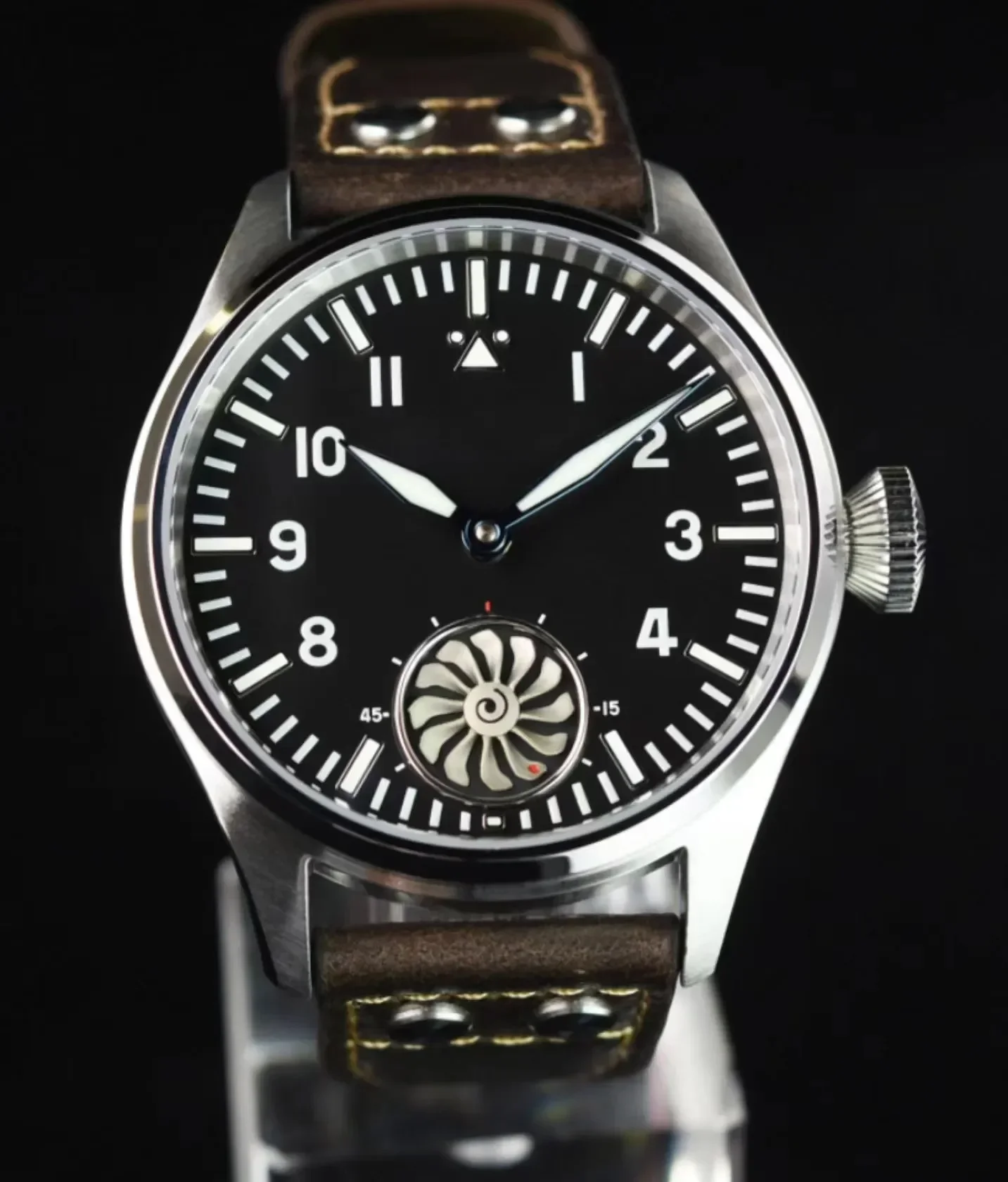 Hruodland F016 Pilot Watch ST3020 Movement Mechanical BGW-9 Luminous Sapphire Crystal  Turbine 43mm Men Retro Pilot Watch