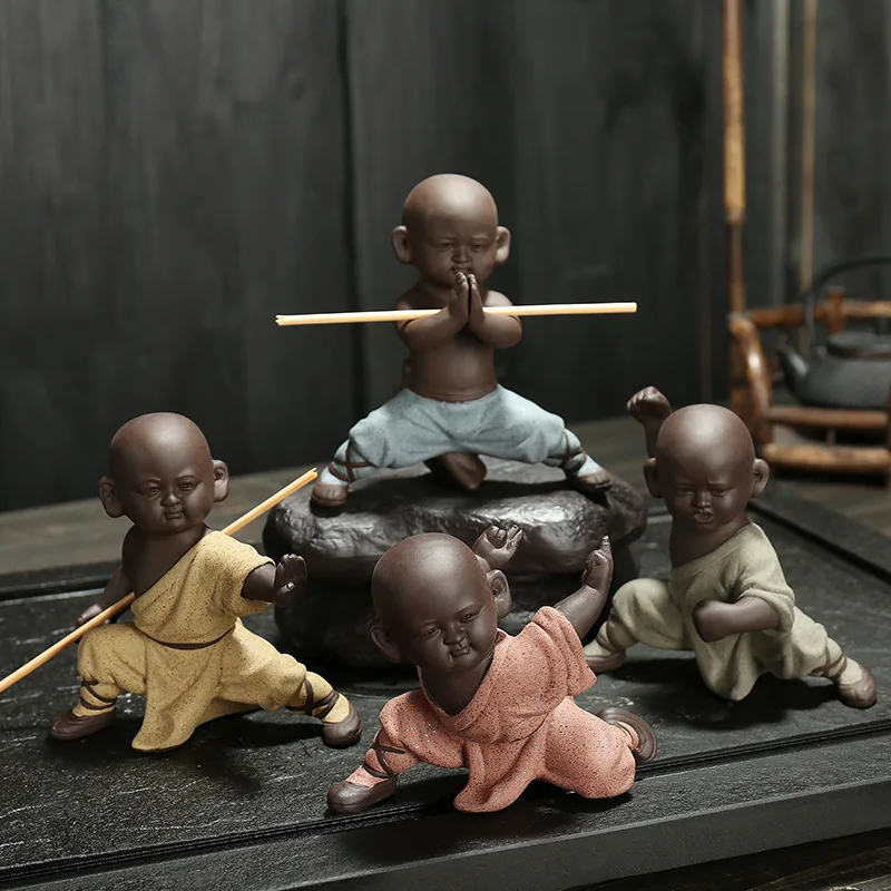 Ceramic Little Monk Accessories Statue Handmade Home Room Office Flower Pot Tea Set Decorative Car Ornaments Crafts