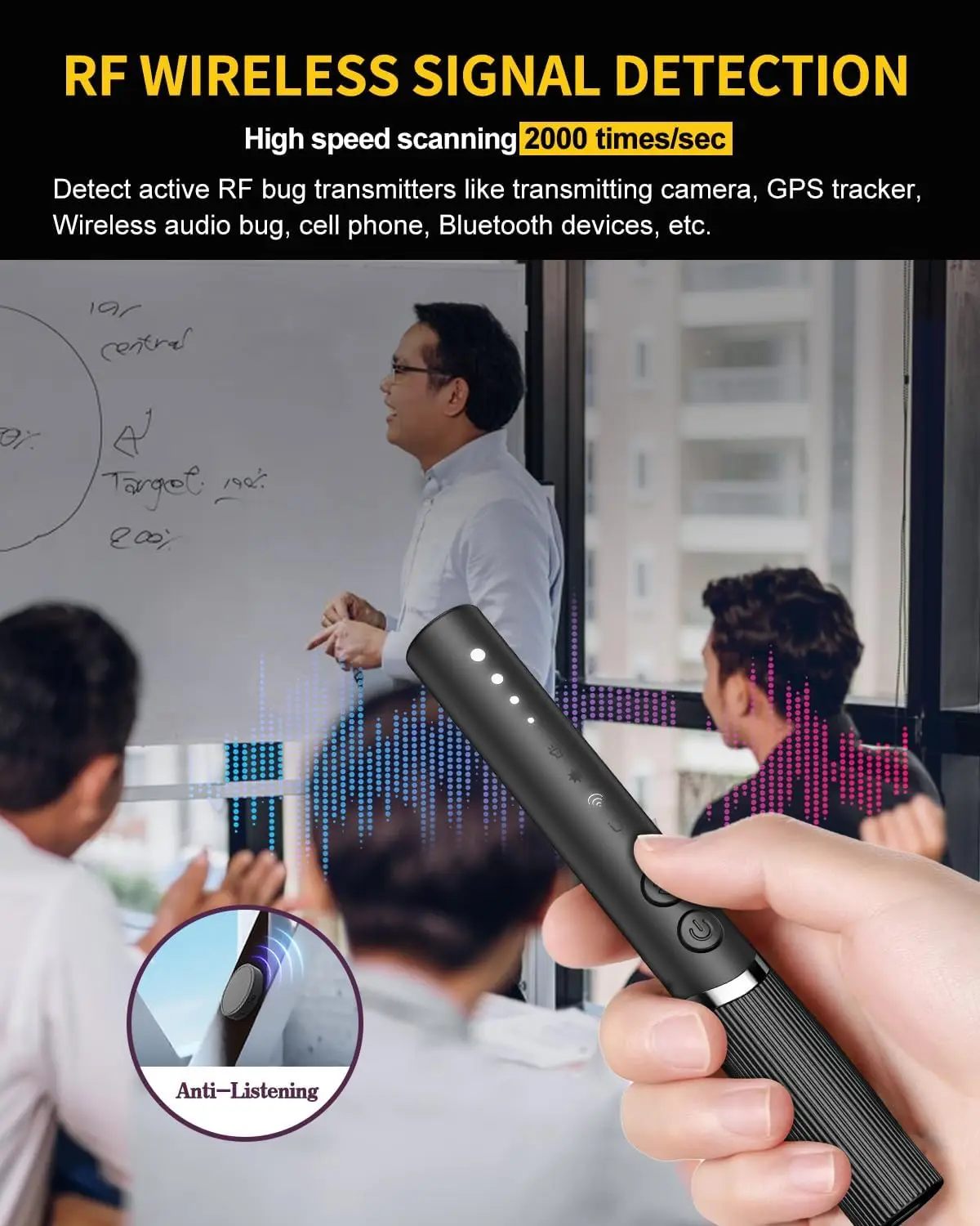 TINSOL Detektor Kamera Tersembunyi Perangkat Pelacak GPS Detektor Perangkat Mendengarkan Rekaman Detektor Kamera Bugging Tersembunyi Mobil Hotel