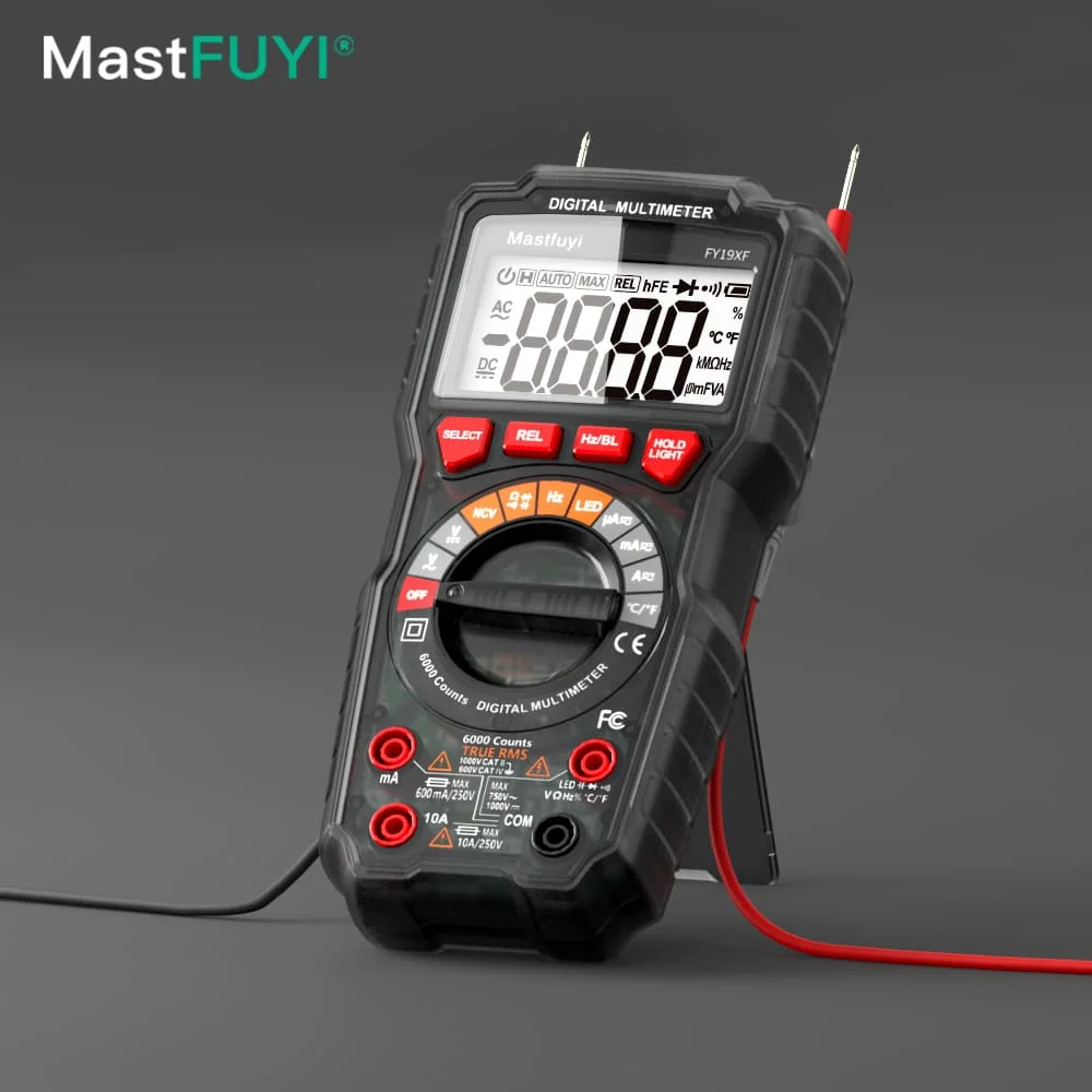 MASTFUYI FY19XF Professional Digital Multimeter - True RMS, DC/AC Voltage & Current Tester, Resistor and Capacitance Test Tool