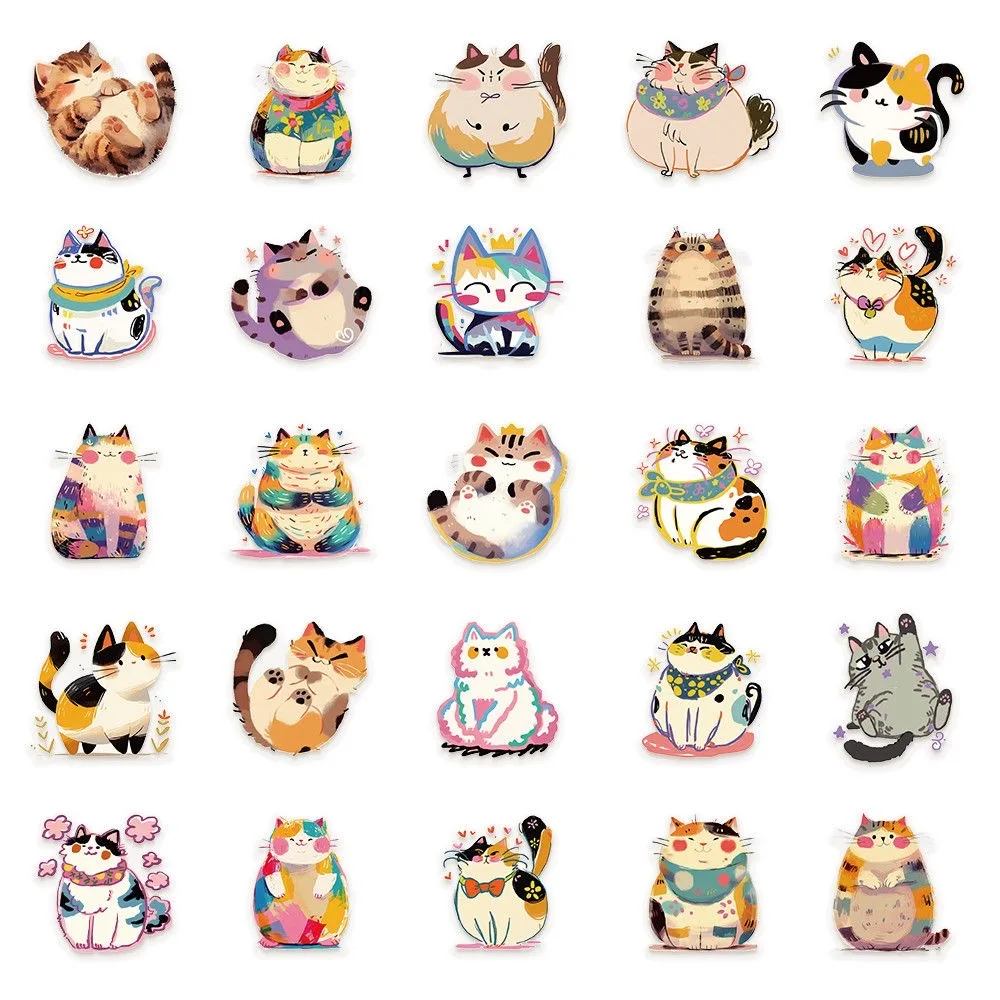 50pcs Kitten Cat Stickers Set PET Transparent Waterproof for Water Bottles Suitcases Laptops Phone Cases - Cute Cat Decals