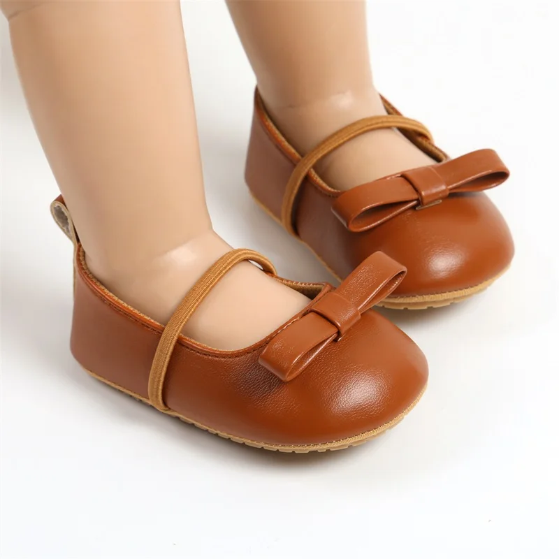 0-18M Baby Girl Princess Shoes Cute Bowknot Mary Jane Wedding Slippers Cute Wedding Dress Shoes Small Leather Shoes