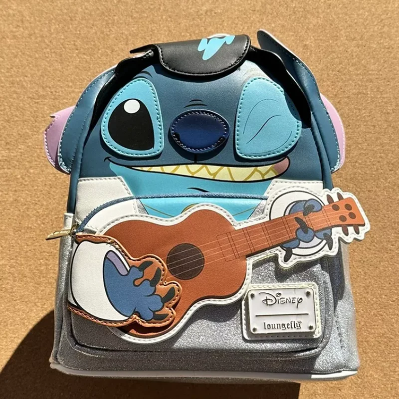 stock loungefly Disney Lilo Stitch Surrounding Backpack Elvis Guitar Black Space Combat Bag Cartoon Kids satchel Gift