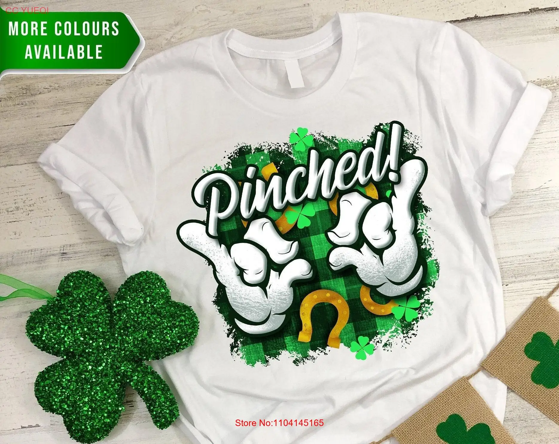 Pinched St Patricks Day T Shirt Irish Funny Shamrock Pattys long or short sleeves