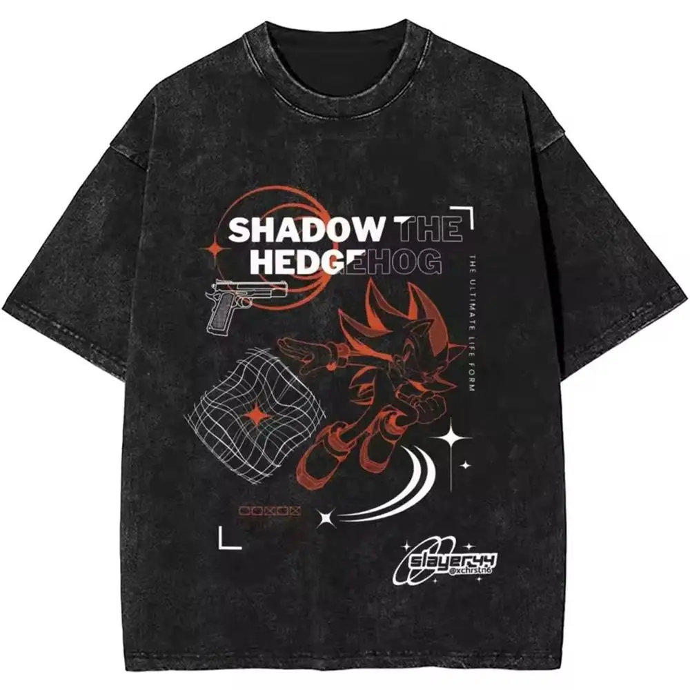 Japanese Shadows Hedgehog Washed New Arrival Mens Clothes Homme Graphic T-Shirts Tee Shirt Men Women T Shirt Unisex