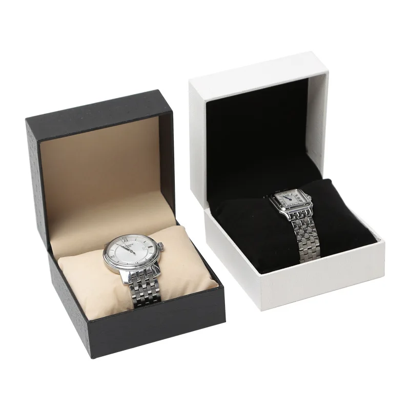 Wholesale Gift Watch Box Litchi Pattern Flip Watch Case Gift Jewelry Packaging Special Box Free Carving Logo Watch Storage BoxCu