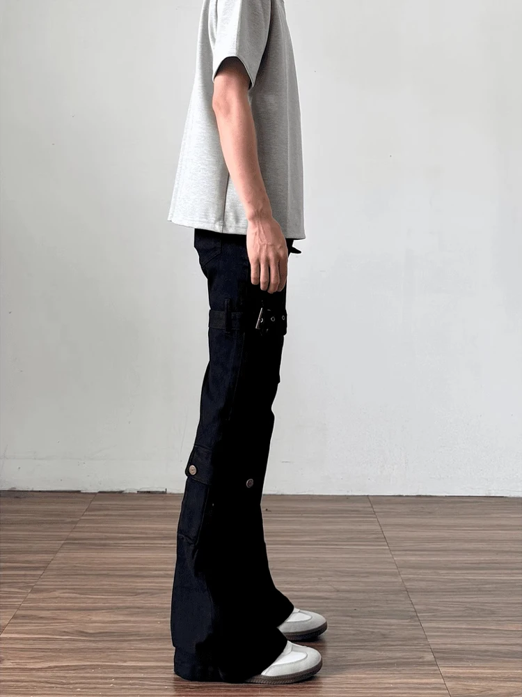 Calças Jeans Flare com Cintura Alta para Homens, Estilo Casual e Respirável, Tendência Jovem para o Verão